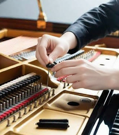 Piano Technician performing task.